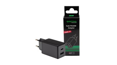 PATONA Premium GaN PD45W Adaptor negru 1xUSB-C 1xUSB-A PD3.0 QC3.0 foto