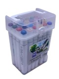 Set 24 markere colorate cu varf dublu si cutie de depozitare