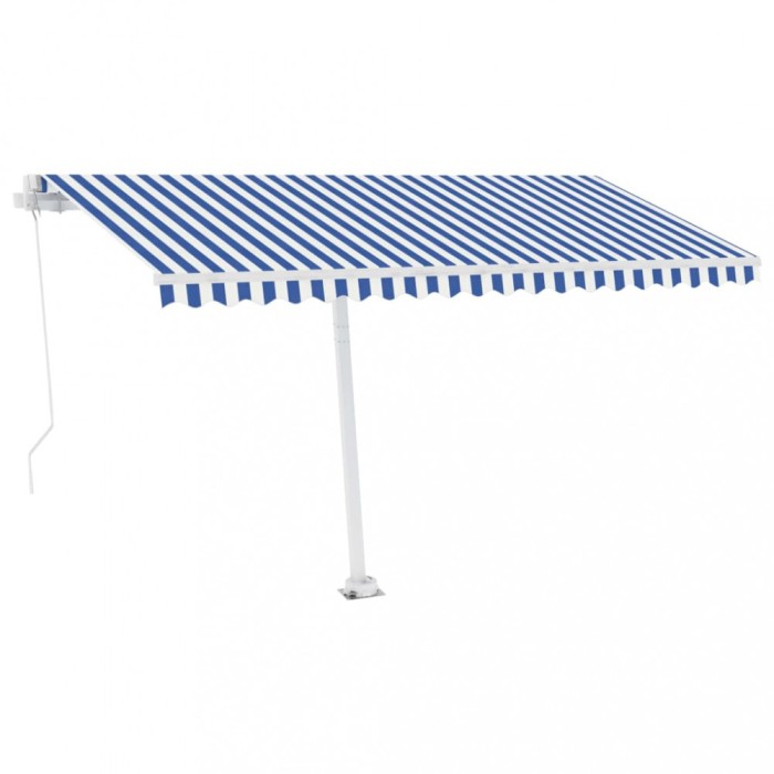 Copertina retractabila manual cu LED, albastru &amp; alb 400x300 cm