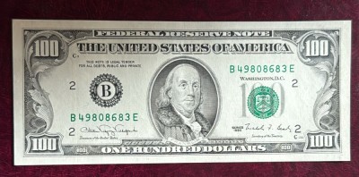 BANCNOTA STATELE UNITE ,100 DOLLARS 1990(Small face) NECIRCULATA/ SE VINDE BANCNOTA CU SERIA DIN POZE... foto