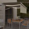 VidaXL Copertină automată cu stor&amp;senzor v&acirc;nt&amp;LED, crem, 4x3 m