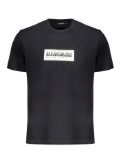 Tricou barba?i cu decolteu la baza gatului cu imprimeu cu logo, Negru (Marime: foto