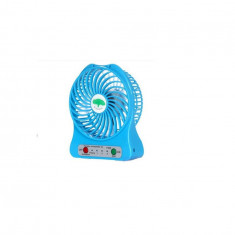 Ventilator LED portabil, cu baterie 18650 si cablu de incarcare-Culoare Albastru deschis