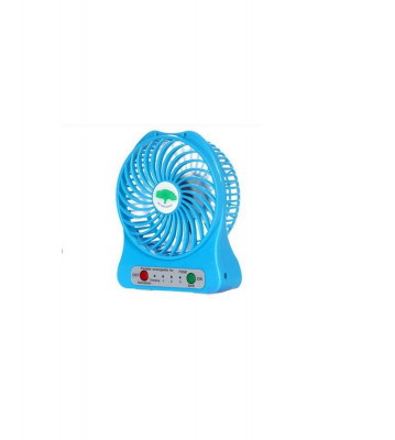 Ventilator LED portabil, cu baterie 18650 si cablu de incarcare-Culoare Albastru deschis foto