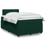 vidaXL Pat box spring cu saltea, verde &icirc;nchis, 120x190 cm, catifea 3287695