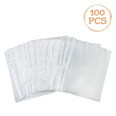 Set Folii Protecție Documente, Model A4, Grosime 0.03mm, Margine Albă, 100 Bucăți, Transparent