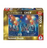 Puzzle Schmidt - Alexander Chen: Statue Of Liberty With Fireworks, 1000 piese