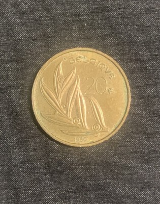 Moneda 20 franci 1980 Belgia foto