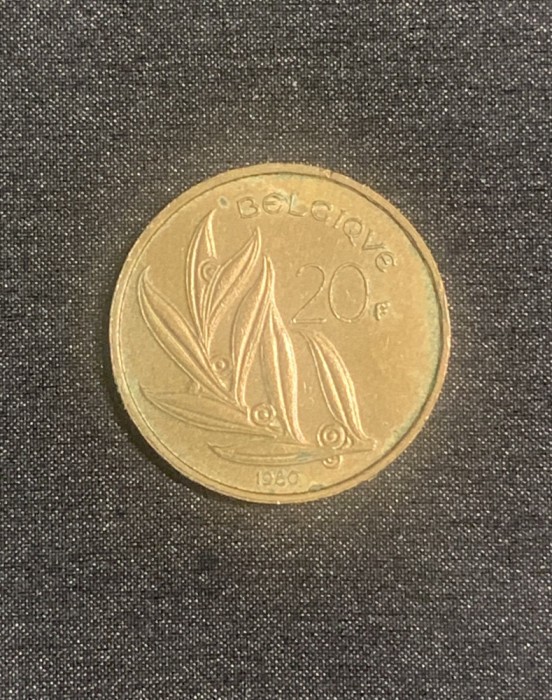Moneda 20 franci 1980 Belgia