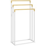kleankin Suport pentru Prosoape din Bambus și Oțel cu Design Independent, 45x22.5x86 cm, Alb | Aosom Romania