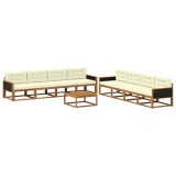 vidaXL Set de canapele de exterior cu pernă 9 pcs Natural și Crem 3382433
