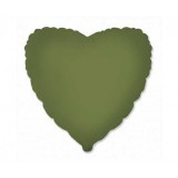 Balon inima verde olive folie satin 45 cm