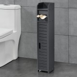 [en.casa]&reg; Dulap baie Leoban DG, 80 x 15 x 15 cm, WPC/gri inchis cu suport pentru hartie WC HausGarden Leisure