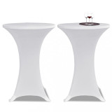 Husă de masă cu picior &Oslash;80 cm, 2 buc., alb, elastic, vidaXL