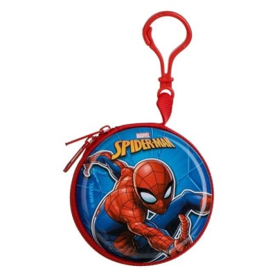 Portofel Metalic Rotund Albastru Rosu Spiderman cu Breloc pentru Copii &amp;Oslash;7.5x3cm foto
