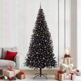 vidaXL Brad de Crăciun cu 300 LED cu suport Negru 240 cm PVC 3396502