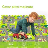 Covoras pista masinute 9 piese tip puzzle spuma eva grosime 1 cm 90x90 cm, ProCart