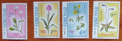 FOROYAR/FEROE(Teritoriu Danez)-&amp;#039;&amp;#039;FLOREA-FLORI LOCALE&amp;#039;&amp;#039;-4val.-MNH-NESTAMP foto