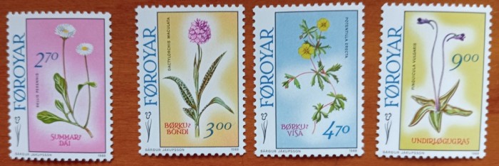 FOROYAR/FEROE(Teritoriu Danez)-&#039;&#039;FLOREA-FLORI LOCALE&#039;&#039;-4val.-MNH-NESTAMP