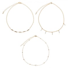 Set Coliere Language of Jewels, Model Lanturi, Culoare Aurie, Perle Albe, 3 Bucăți