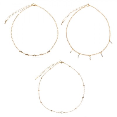 Set Coliere Language of Jewels, Model Lanturi, Culoare Aurie, Perle Albe, 3 Bucăți foto