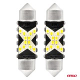 Set 2 becuri auto LED C5W Festoon 36mm CANBUS 12SMD alb 12/24V Amio