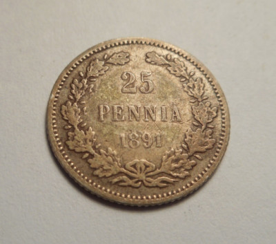 Finlanda 25 Pennia 1891 Rara foto