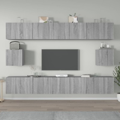 vidaXL Set dulapuri TV, 6 piese, gri sonoma, lemn prelucrat 3114372 foto