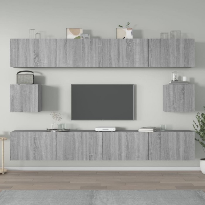 vidaXL Set dulapuri TV, 6 piese, gri sonoma, lemn prelucrat 3114372