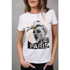 TRICOU CU IMPRIMEU LADY PARIS Alb S-M
