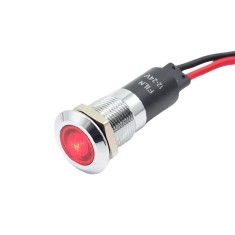Indicator martor LED plat de panou alama 12mm, 2 fire 20cm, rosu, 12-24V DC, IP67, FL1M-12FW-1-RED