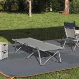vidaXL Pat pliabil camping Gri Aluminiu Mare Pliabil