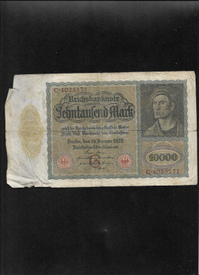 Germania 10000 mark marci 1922 seria4023171 uzata varianta mare foto