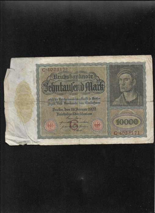 Germania 10000 mark marci 1922 seria4023171 uzata varianta mare