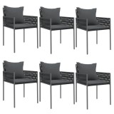 Scaune de gradina cu perne 6 buc. negru 54x61x83 cm poliratan