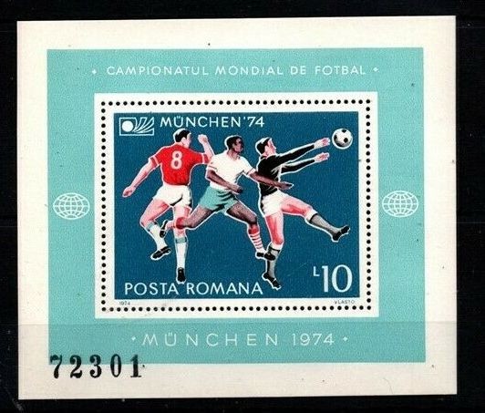 Romania 1974 CM Football perf. sheet Mi.B114 MNH DF.002