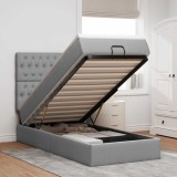 Cumpara ieftin Cadru pat otoman cu saltea țesătură gri deschis 100x200cm