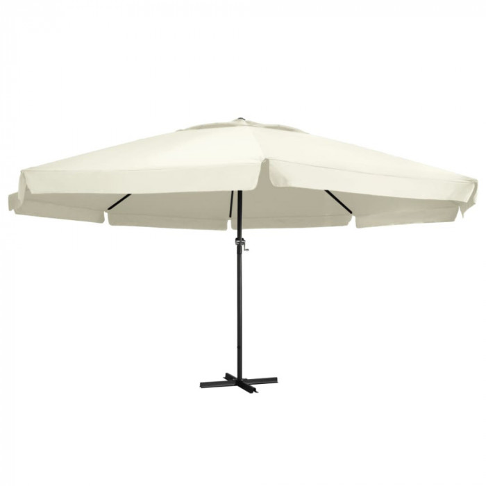 vidaXL Umbrelă de soare cu st&acirc;lp aluminiu, alb nisipiu, 600 cm