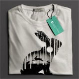 Tricou casual din bumbac 100% de barbati marimea S iepuri jucandu-se in padure, Multicolor, Oem