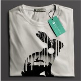 Tricou casual din bumbac 100% de barbati marimea XXL iepuri jucandu-se in padure
