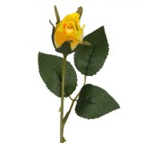 Floare Artificială, Trandafir Galben, Tulpină Scurtă, 21 cm, Plastic, Oem