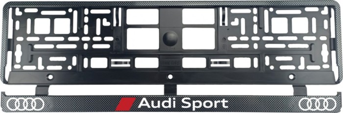 Set 2 bucati, suport numar inmatriculare Carbon, Audi Sport