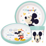 Cumpara ieftin Set de masa Disney Mickey Mouse, antiderapant, din plastic pentru cuptorul cu microunde