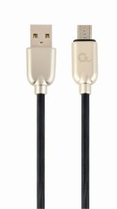 CABLU alimentare si date GEMBIRD, pt. smartphone, USB 2.0 (T) la Micro-USB 2.0 (T), 2m, premium, cablu din cauciuc, negru, conectori argintii, &quot;CC-USB