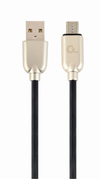 CABLU alimentare si date GEMBIRD, pt. smartphone, USB 2.0 (T) la Micro-USB 2.0 (T), 2m, premium, cablu din cauciuc, negru, conectori argintii, &amp;quot;C