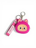 Geanta Mini cu Breloc din Silicon EMC ONSHOP&reg;, model animat de tipul "La Bubu", 8 cm, Roz