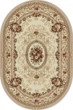 Covor Oval Model Lotos 568-100, Marime 60 x 110 cm, Crem, Inaltime Fir 8 mm, Antialergic, Polipropilena, Living, Dormitor, Sufragerie, Birou