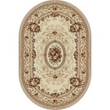 Covor Oval Model Lotos 568-100, Marime 60 x 110 cm, Crem, Inaltime Fir 8 mm, Antialergic, Polipropilena, Living, Dormitor, Sufragerie, Birou
