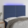 Gossi tablie de pat cu led, albastru, 144x5x118/128 cm, textil