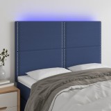Cumpara ieftin Tăblie de pat cu LED, albastru, 144x5x118/128 cm, textil